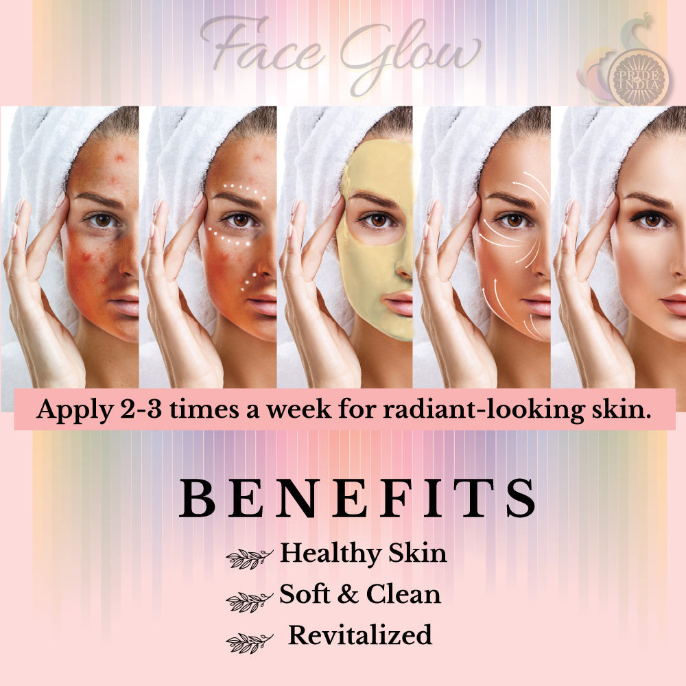 Face Glow- Fuller’s Earth w/ Sandalwood - 12 Individual Sachets of Multani Mitti (10 gm each)- Reusable Brush & Tray Included